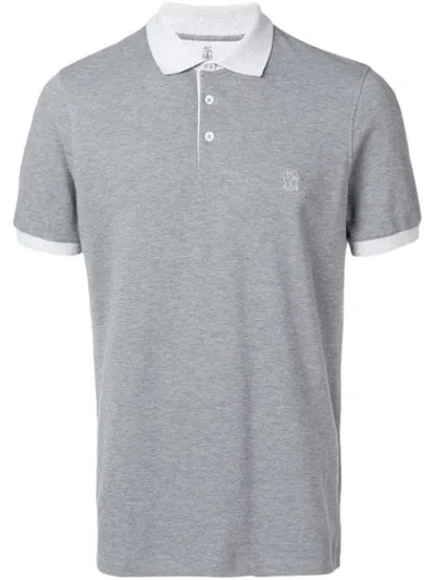 Brunello Cucinelli Branded Polo Shirt In Grey