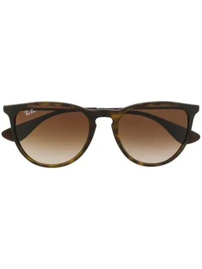 Ray Ban Round Frame Sunglasses In Brown