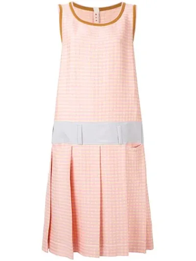 Marni Check Print Shift Dress In Pink