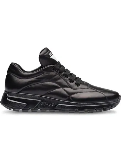 Prada Leather Sneakers In F0002 Black