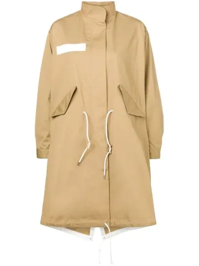 Sacai Oversized Midi Coat In Neutrals