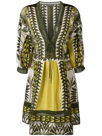 Alberta Ferretti Geometric Pattern Tunic Dress In Green