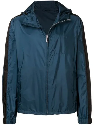 Prada Zipped-up Windbreaker In Blue