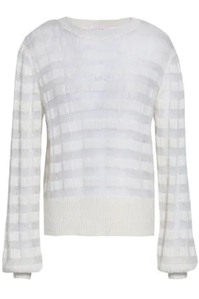 See By Chloé Striped Open-knit Sweater In Ivory