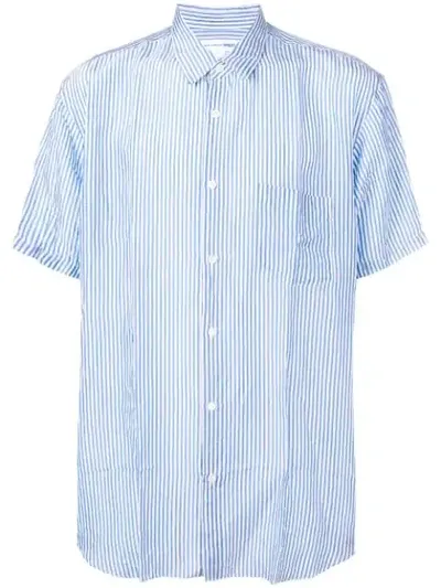 Comme Des Garçons Shirt Short-sleeve Striped Shirt In Blue