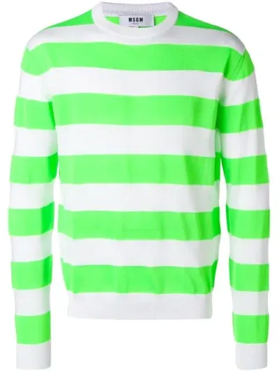 Msgm Striped Jumper In White