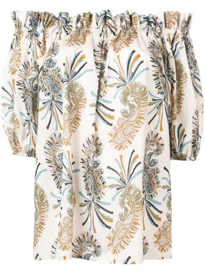 Etro Wakana Paisley-print Cotton Blouse In Neutrals