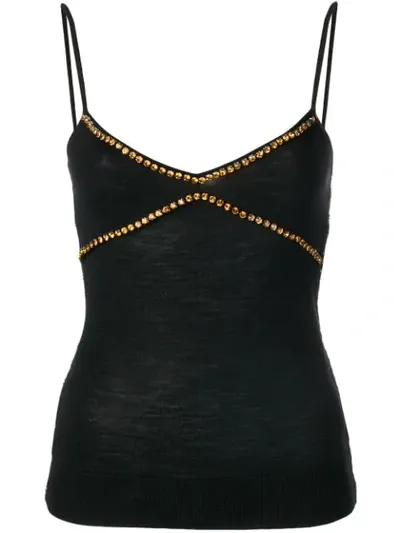 N°21 Crystal Embellished Top In Black