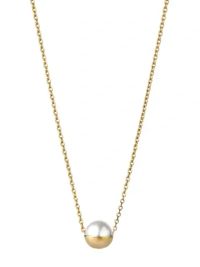 Shihara Half Pearl Necklace 0° In Metallic