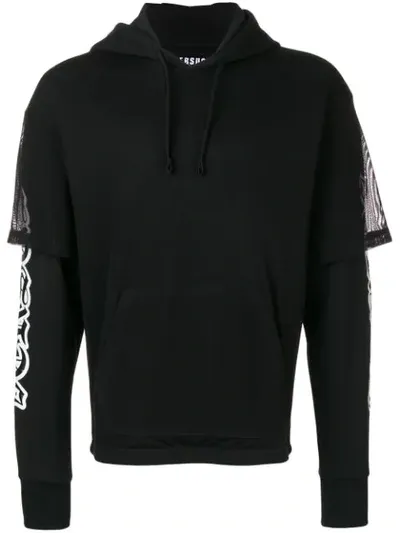 Versus Logo Print Hoodie In Black