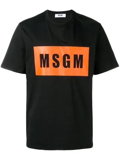 Msgm Logo Print T-shirt In Black