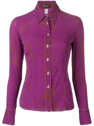 Pre-owned Versace 2000's Slim-fit Shirt In Purple