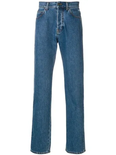 Msgm Logo Print Jeans In Blue