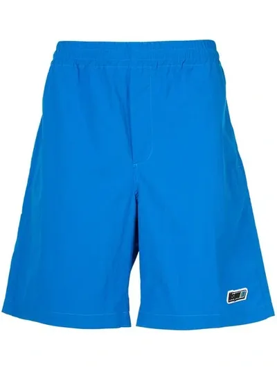 Msgm High Waisted Track Shorts In Blue