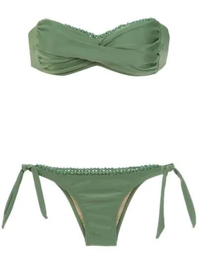 Amir Slama Embroidered Bikini In Green