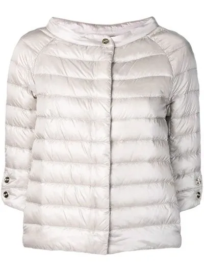 Herno Short Padded Jacket In Neutrals