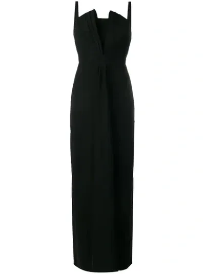 Emporio Armani Strappy Origami Bodice Cady Gown In Black