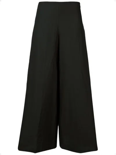 Stefano Mortari High-rise Pleated Wide-leg Trousers In Black