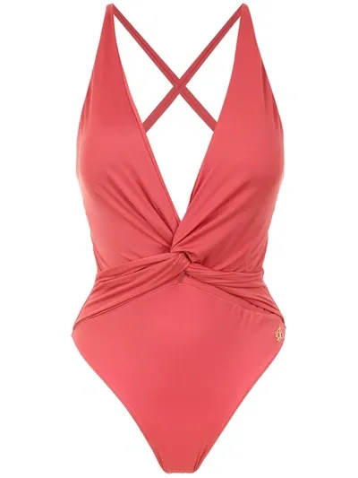 Brigitte V-neck Swimsuit In Pink