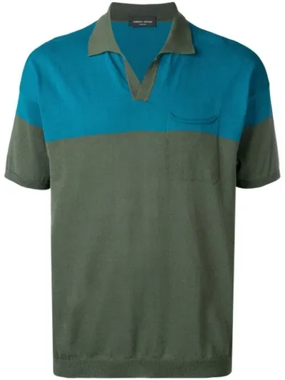 Roberto Collina Colour Block Polo Shirt In Green