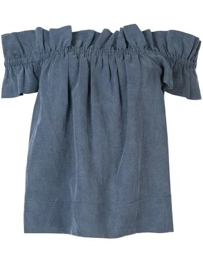 Ulla Johnson Off The Shoulder Top In Blue