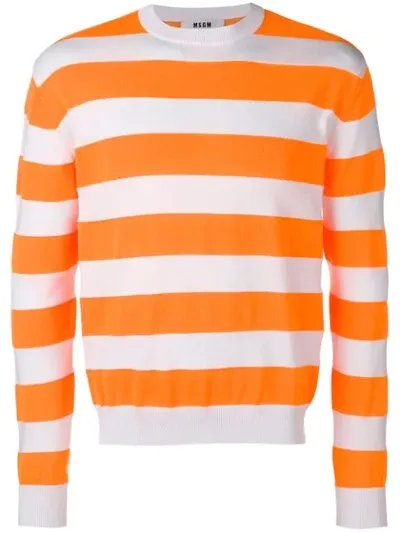 Msgm Stripe Pattern Sweater In Orange