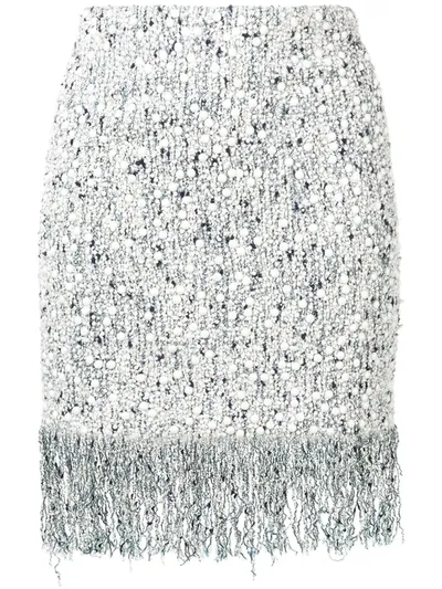 Balmain Ceramic Details Fringed Skirt In Blue