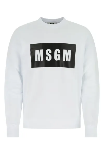 Msgm White Logo Box Sweatshirt