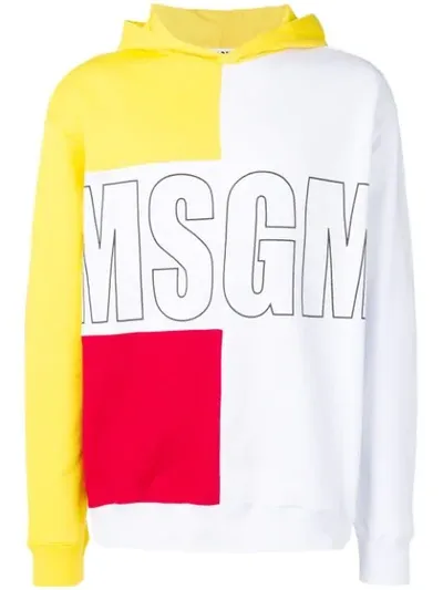 Msgm Logo Print Cotton Jersey Hoodie In White