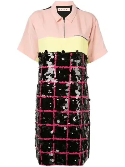 Marni Sequined Silk Crêpe Shirt Dress In Multicolour