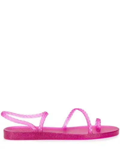 Ancient Greek Sandals Eleftheria Braided Glittered Rubber Sandals In Pink