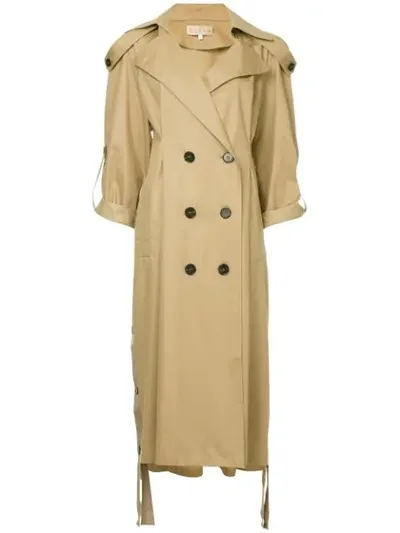 Ruban Double-breasted Trench Coat In Brown