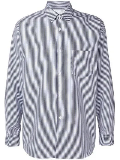 Comme Des Garçons Shirt Striped Formal Shirt In Blue