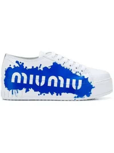 Miu Miu Logo Print Sneakers In White