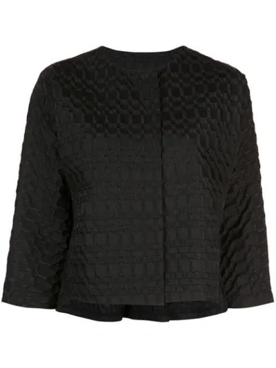 Josie Natori Kurze Jacquard-jacke In Black