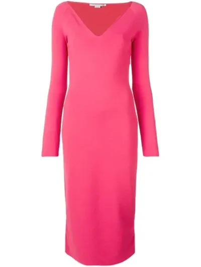 Stella Mccartney V-neck Fitted Dress In Pink