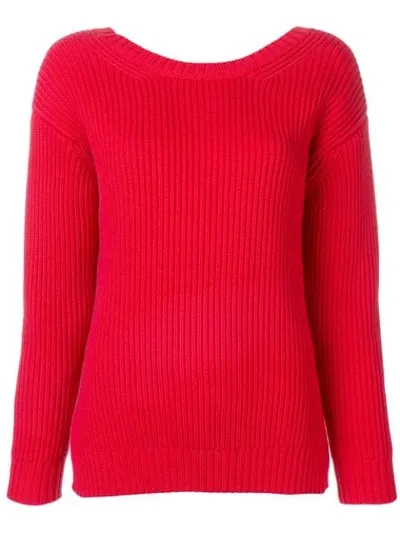 Chinti & Parker Deep V-neck Knitted Sweater In Red