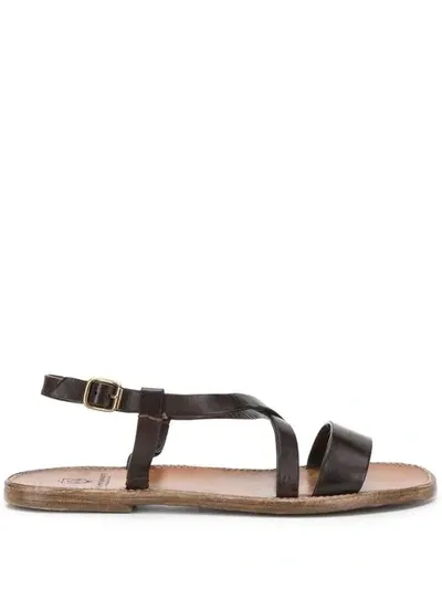 Silvano Sassetti Crossover Strap Sandals In Brown