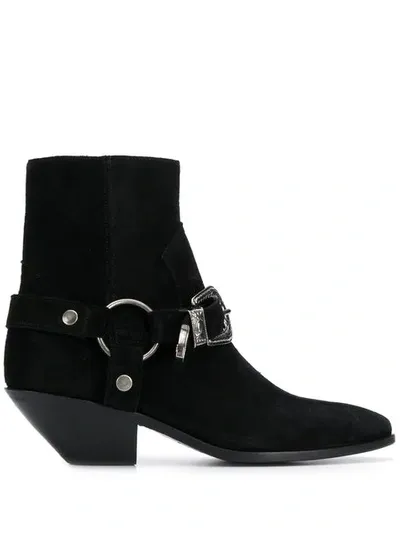 Saint Laurent Campero Buckle Boots In Black