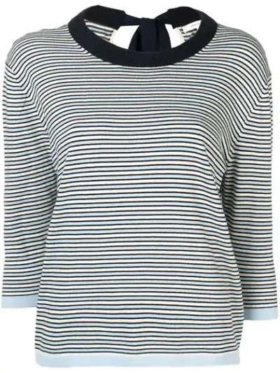 Chinti & Parker Striped Crew Neck Sweater In Blue