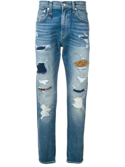 R13 Leopard Detail Jeans In Blue