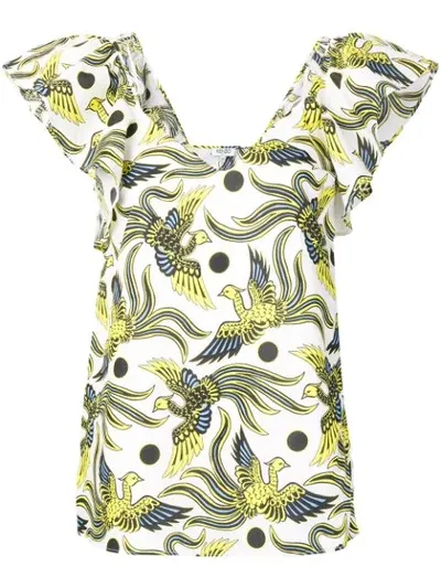 Kenzo Bird Print Top In White