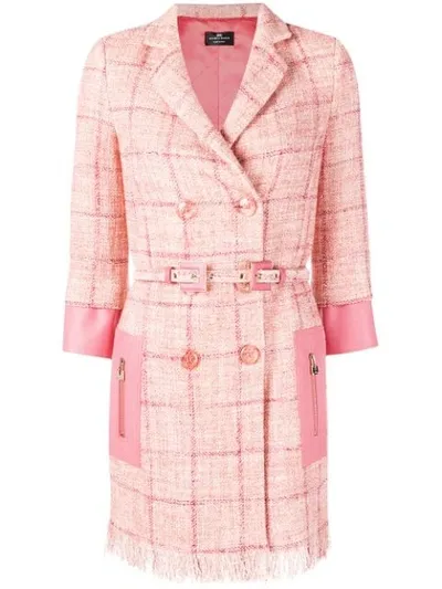 Elisabetta Franchi Check Double-breasted Jacket In Pink