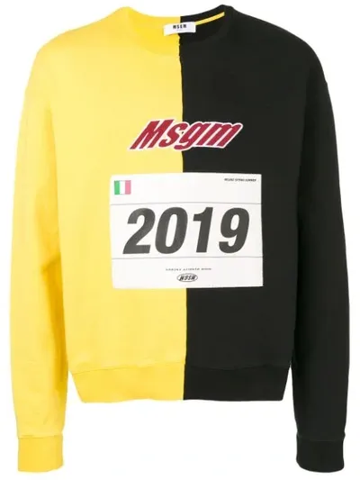 Msgm Contrast Panel Sweatshirt In Yellow