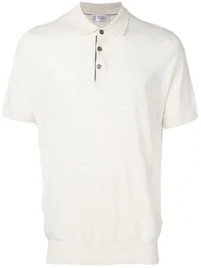 Brunello Cucinelli Slim-fit Polo Shirt In Neutrals