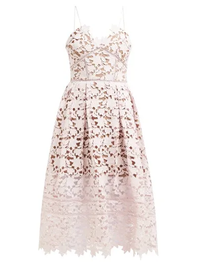 Self-portrait Azaelea Floral-lace Midi Dress In Ivory