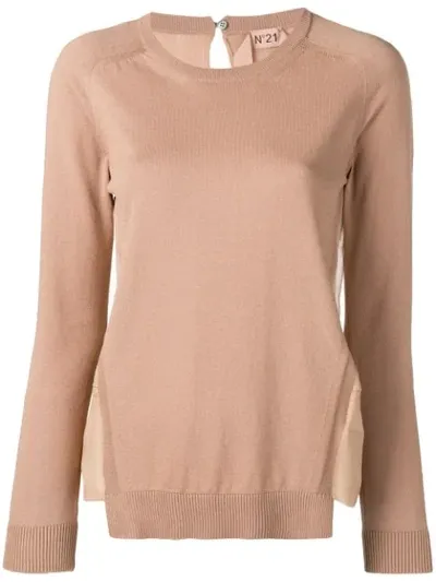 N°21 Sheer Panel Sweater In Neutrals