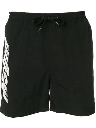 Msgm Contrast-logo Swim Shorts In Black