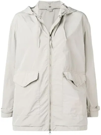 Aspesi Grey Hooded Raincoat In Neutrals