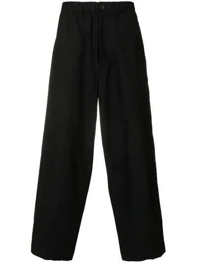 Yohji Yamamoto Back Flap Elastic Pants In Black